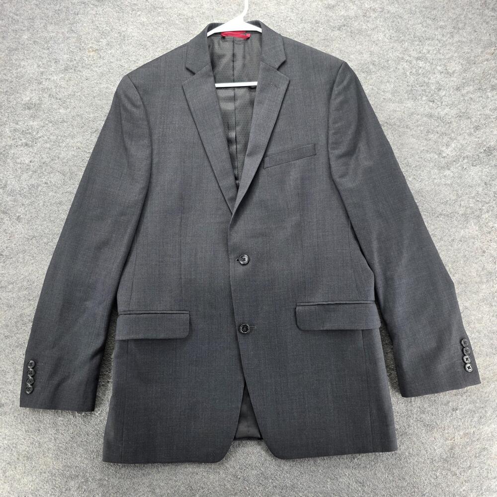 Alfani Suit Jacket Mens 40 Gray Slim Fit Wool Polyester Single-Breasted 2 Piece